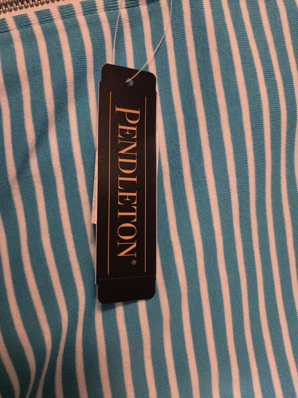 Pendleton Woolen Mills Aqua & White Striped Hooded Zip Jacket - Picture 9 of 15